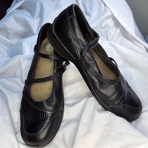 Aetrex Julia Mary Jane Loafers Black Leather Womens 20 E360W Walking Comfort